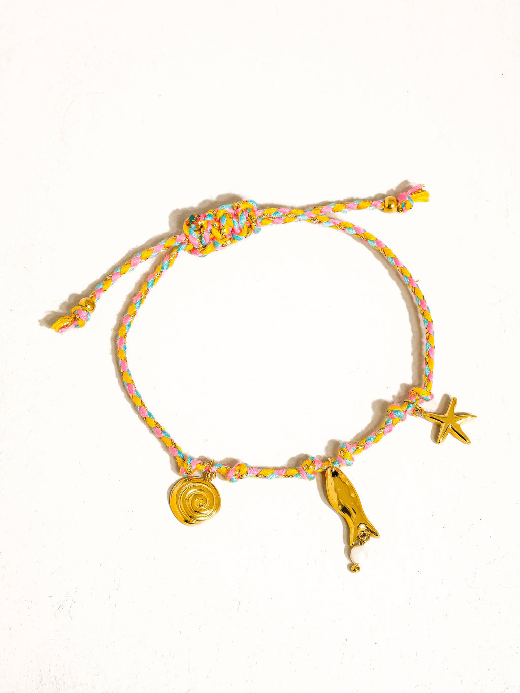 Menton 18K Gold Non-Tarnish Summer Rope Charm Bracelet: Green