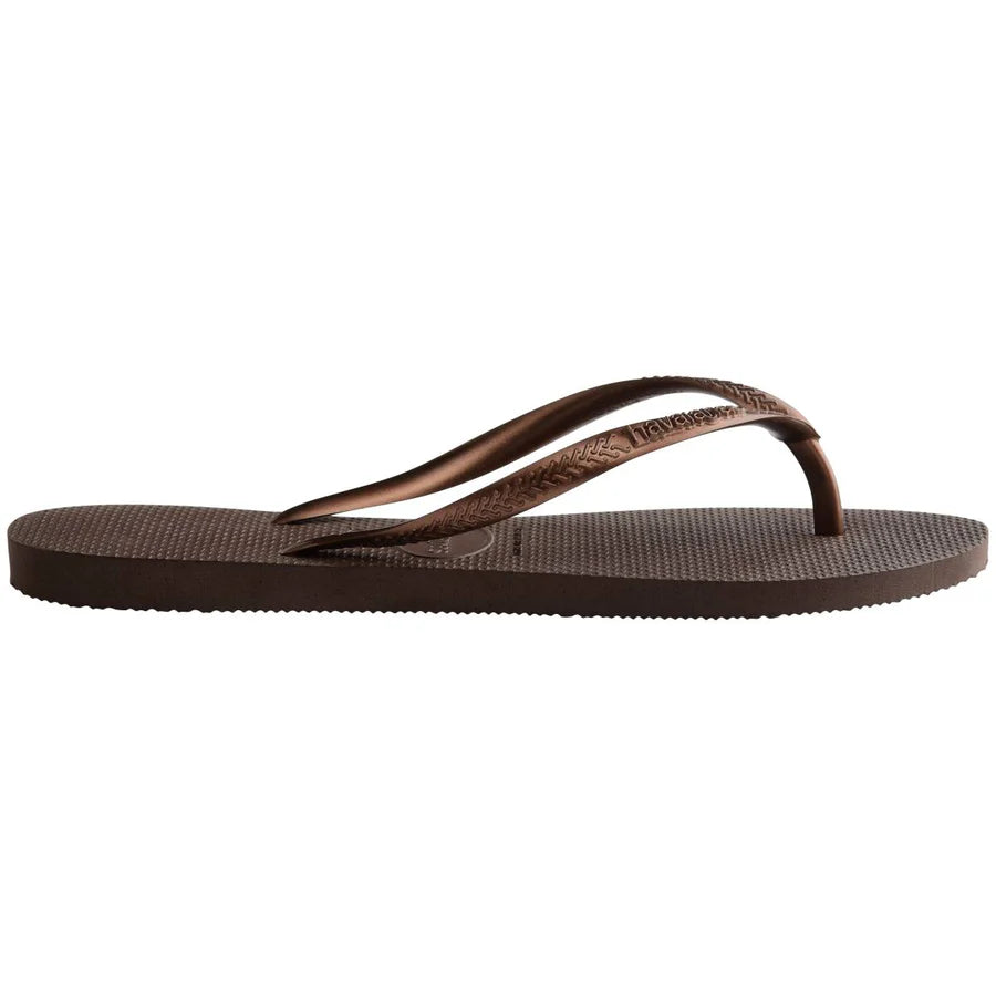 Havaianas Women's Slim Flip Flop DARK BROWN METALLIC