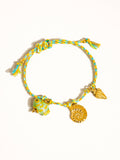 Menton 18K Gold Non-Tarnish Summer Rope Charm Bracelet: Green