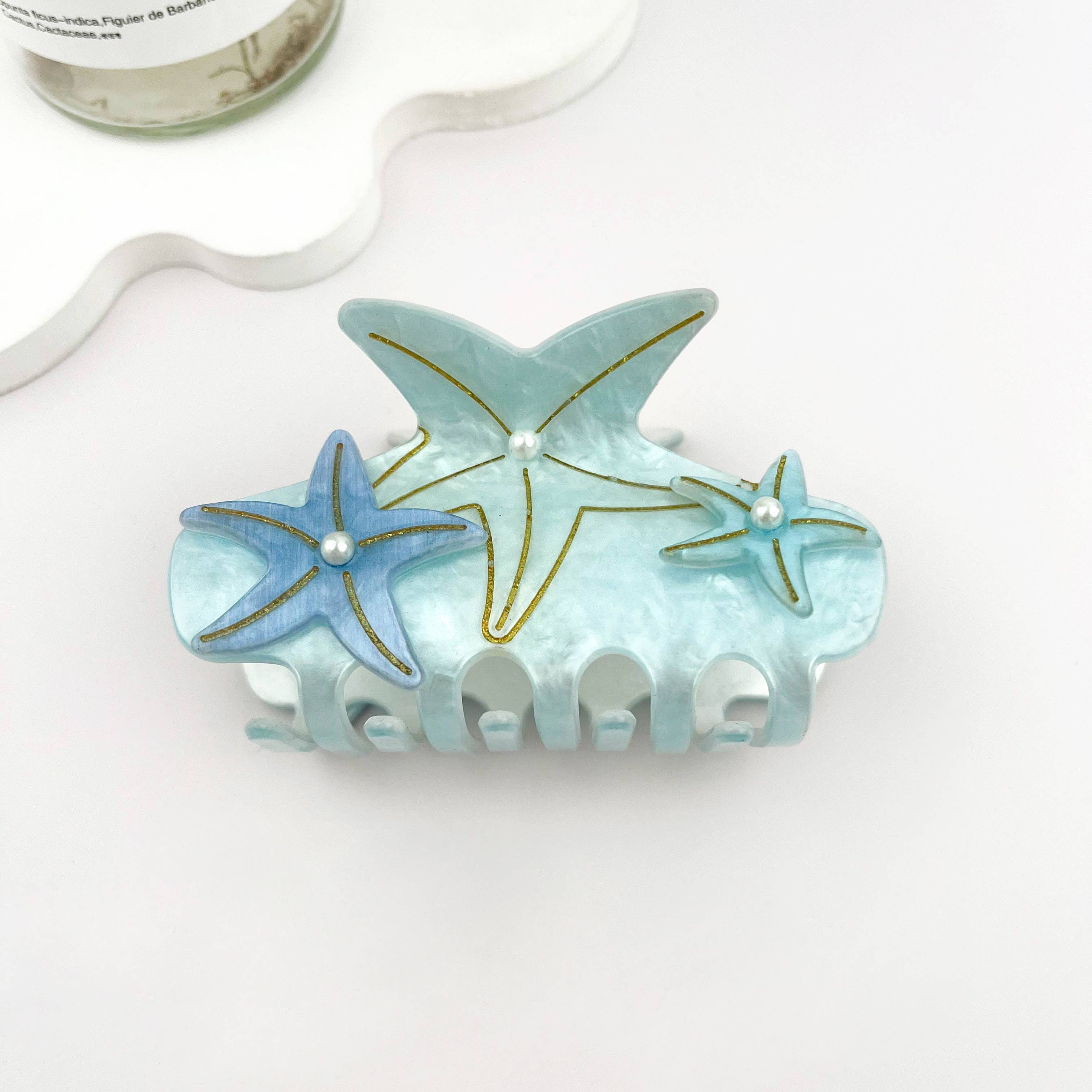 Iridescent Pearl Starfish Hair Claw Clip – Ocean Fantasy: Purple / Small