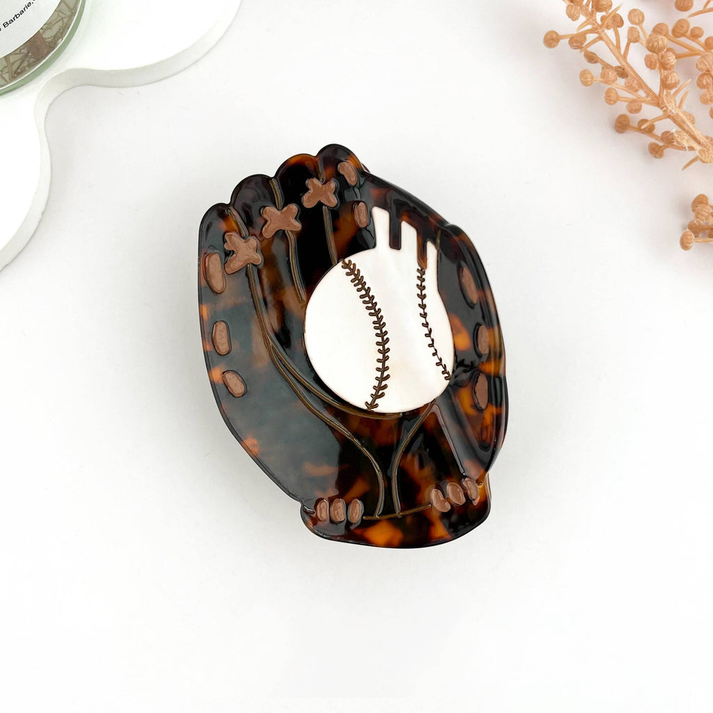 Baseball Glove Hair Clip & Baseball Bat Acetate Hair Clip: E