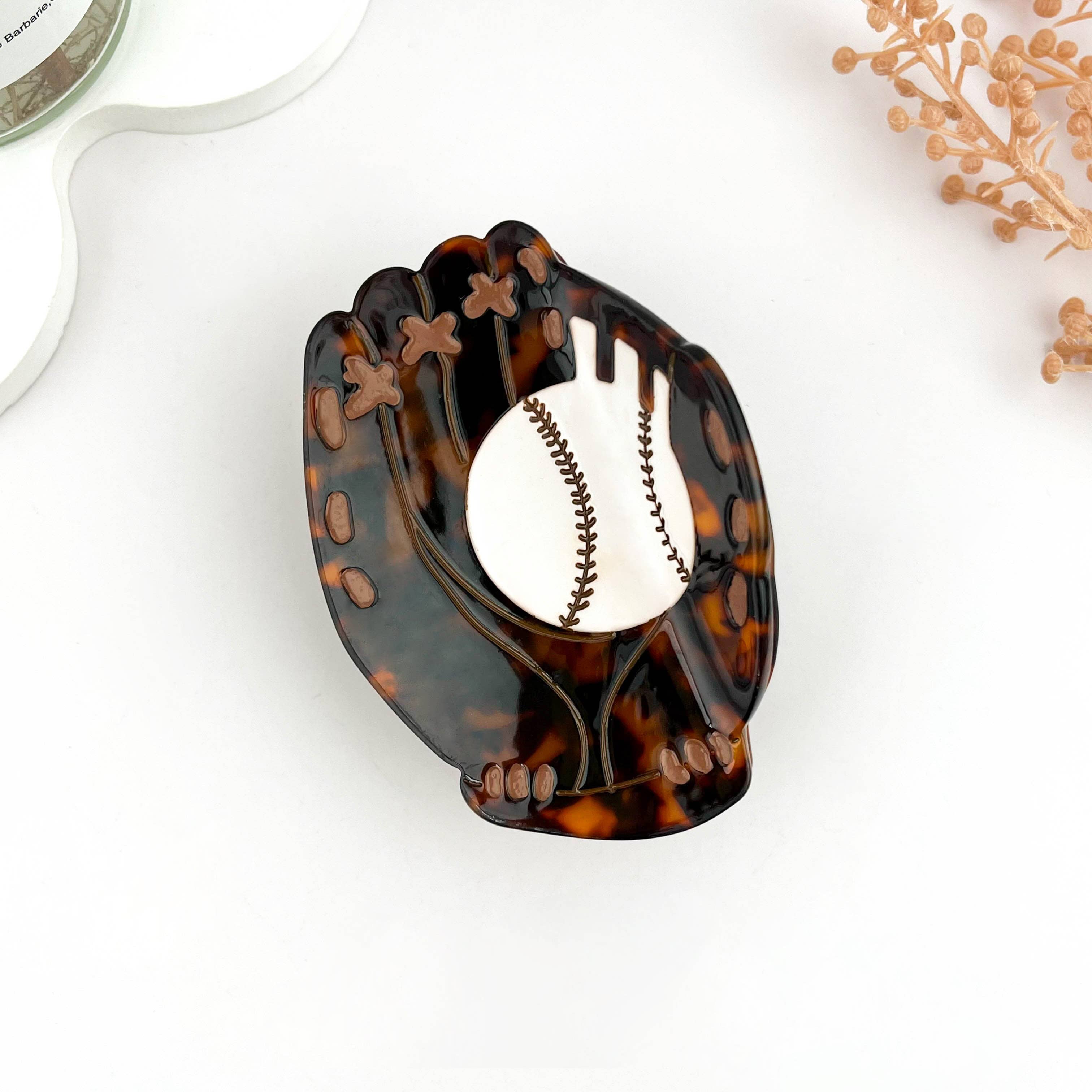 Baseball Glove Hair Clip & Baseball Bat Acetate Hair Clip: E