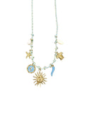 Sunny Turquoise Coin Charm Necklace