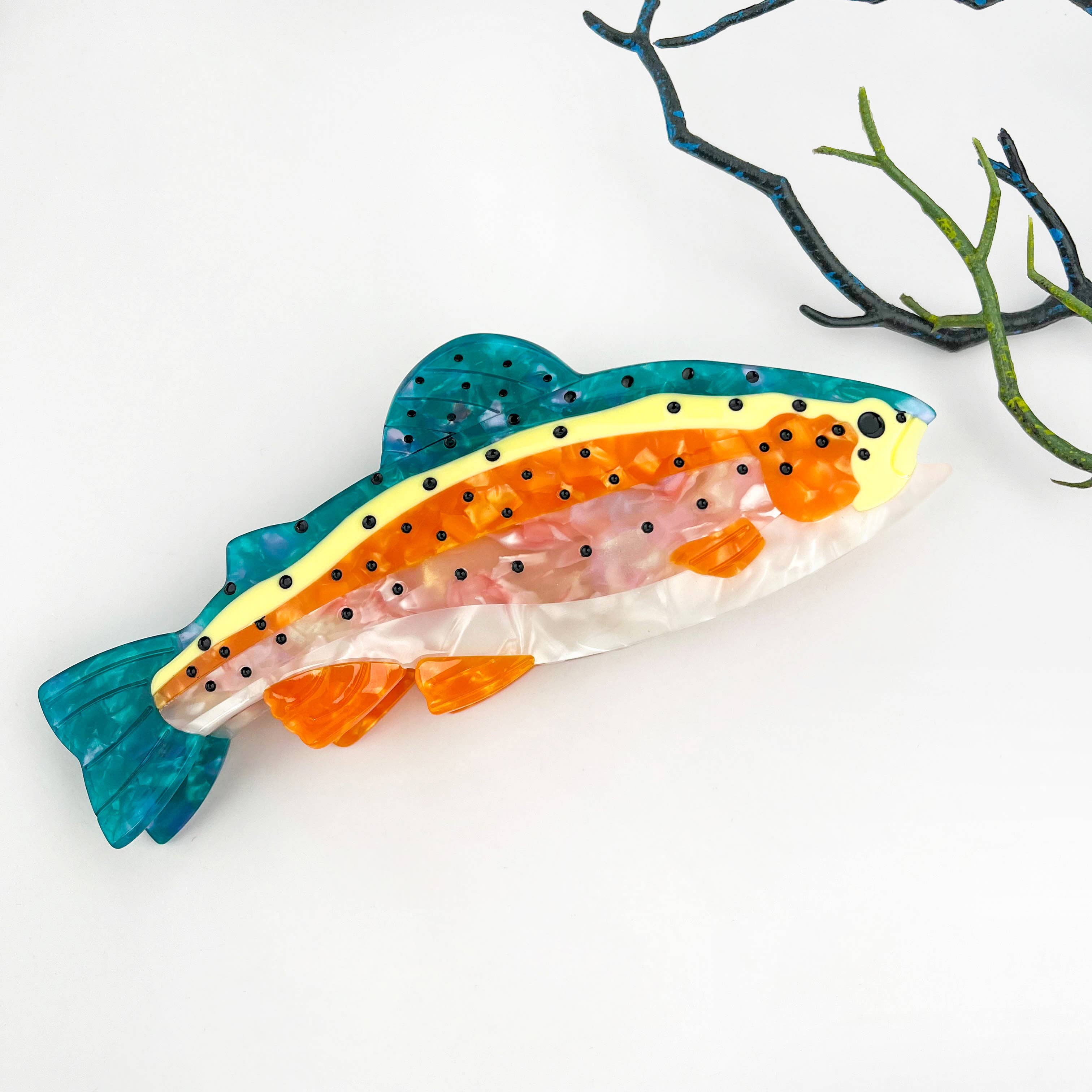Rainbow Trout Fish Hair Claw Clip 🎣