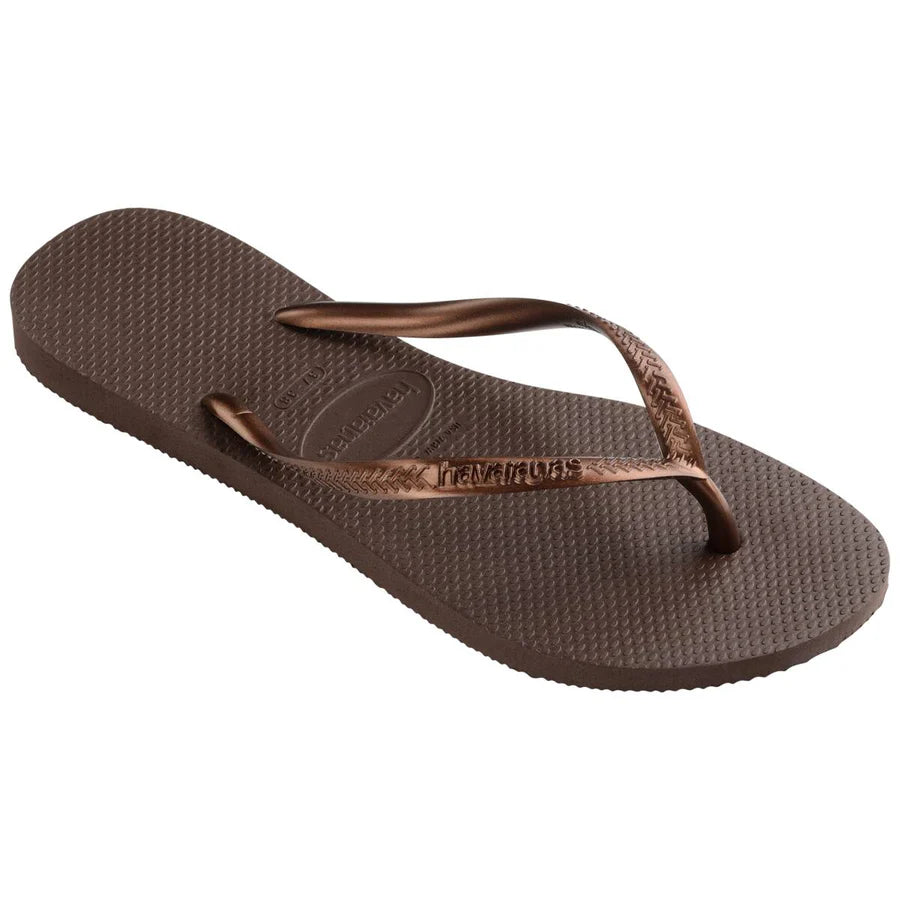 Havaianas Women's Slim Flip Flop DARK BROWN METALLIC