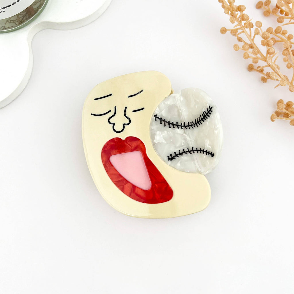 Baseball Glove Hair Clip & Baseball Bat Acetate Hair Clip: E