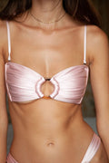 Montce Pale Blush Silkie Tori Ties Bandeau Bikini Top