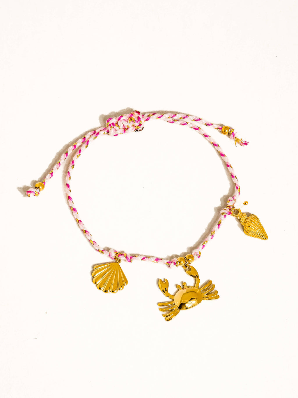 Menton 18K Gold Non-Tarnish Summer Rope Charm Bracelet: Green