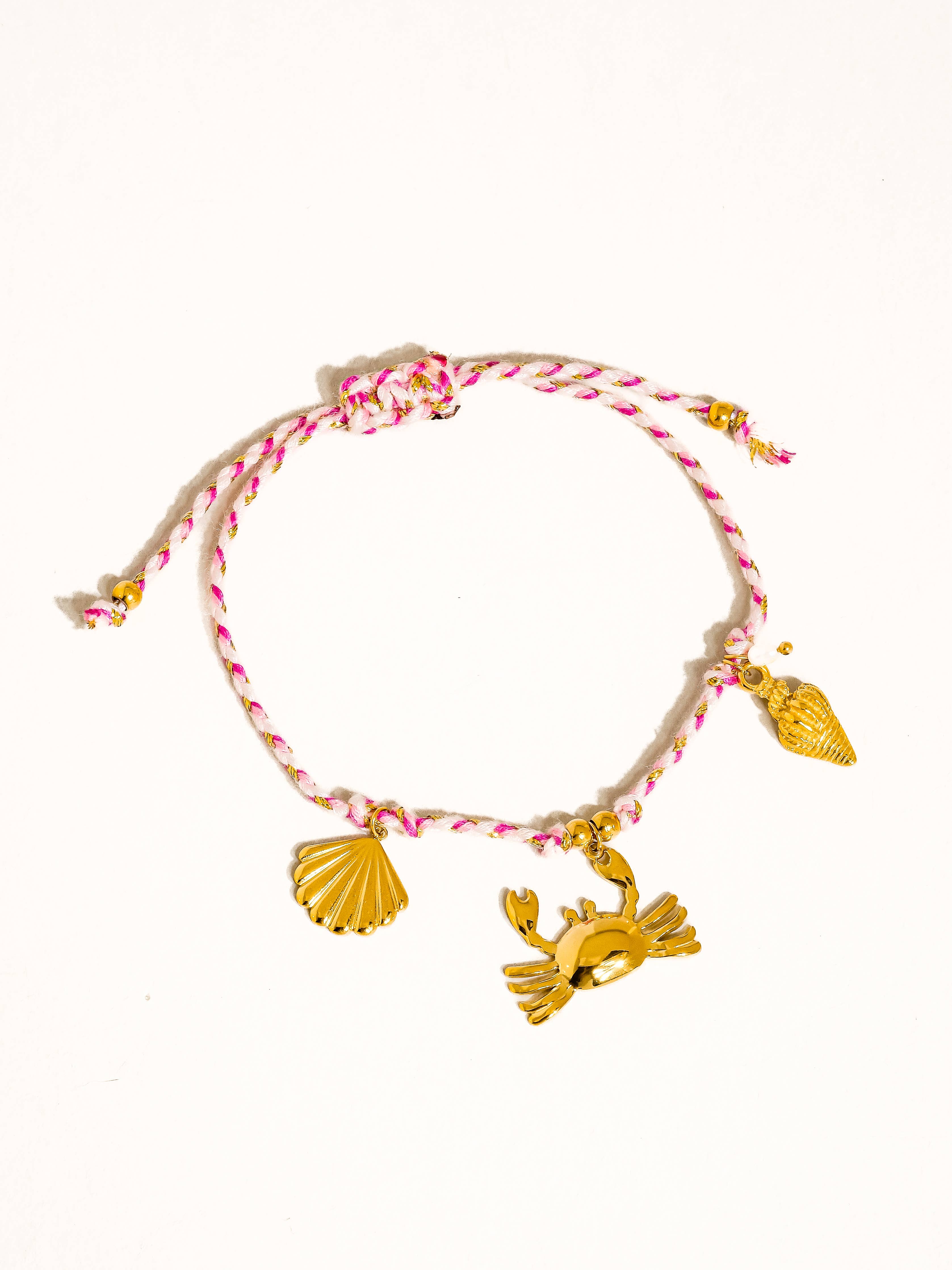 Menton 18K Gold Non-Tarnish Summer Rope Charm Bracelet: Green
