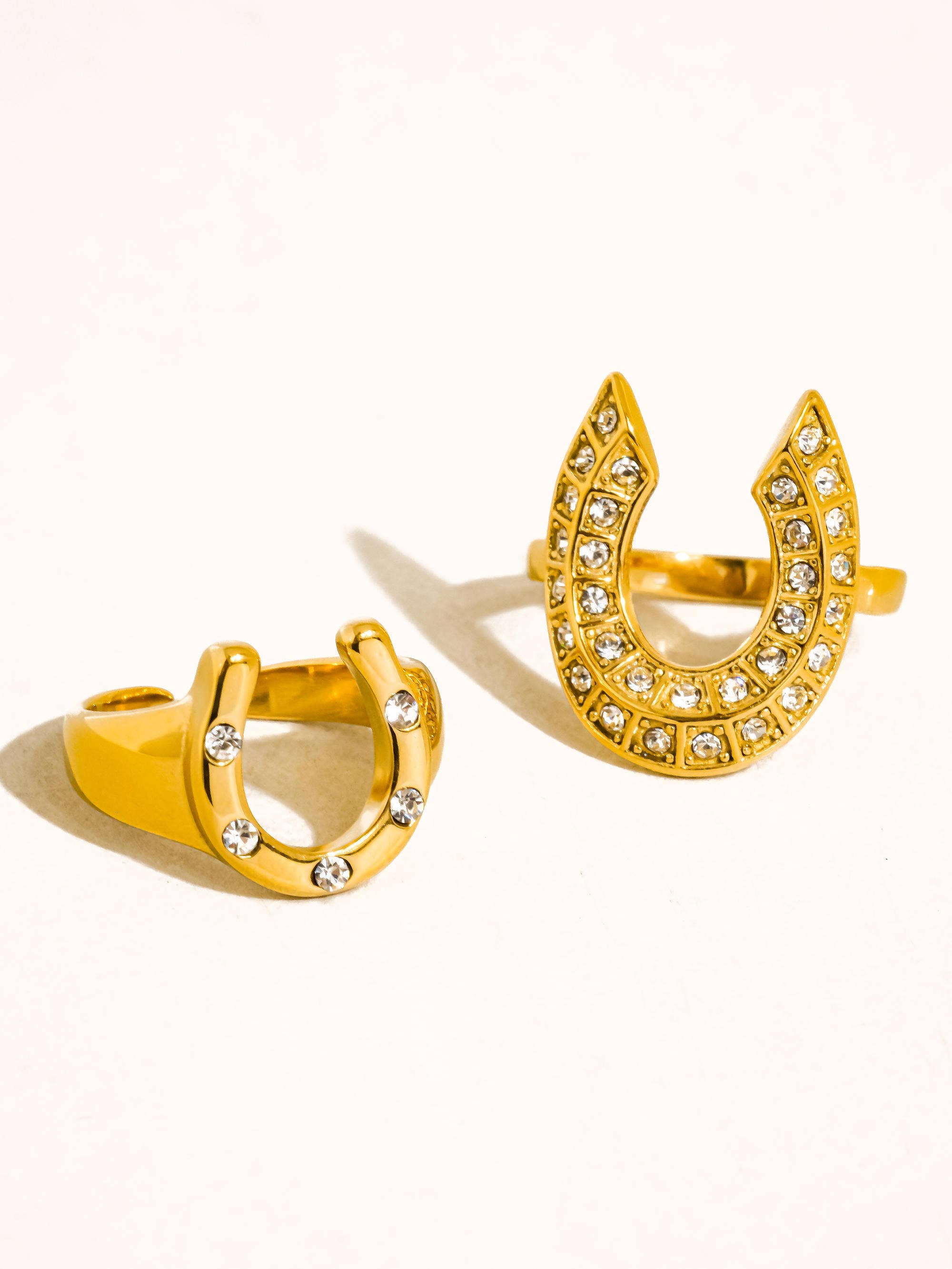 18K Gold Non-Tarnish CZ Horseshoe Ring: Yellow Gold / Rovanic-Small