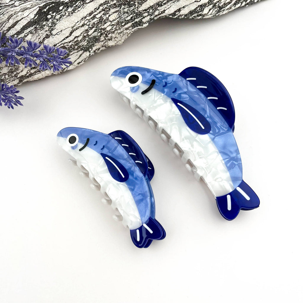 🐟 Playful Blue Flying Fish Hair Claw – Ocean-Inspired Charm: Blue / Small