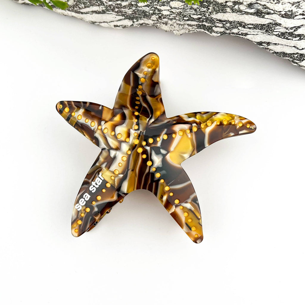 🌊 Starfish Acetate Hair Claw – Coastal Charm Clip 🐚
: White