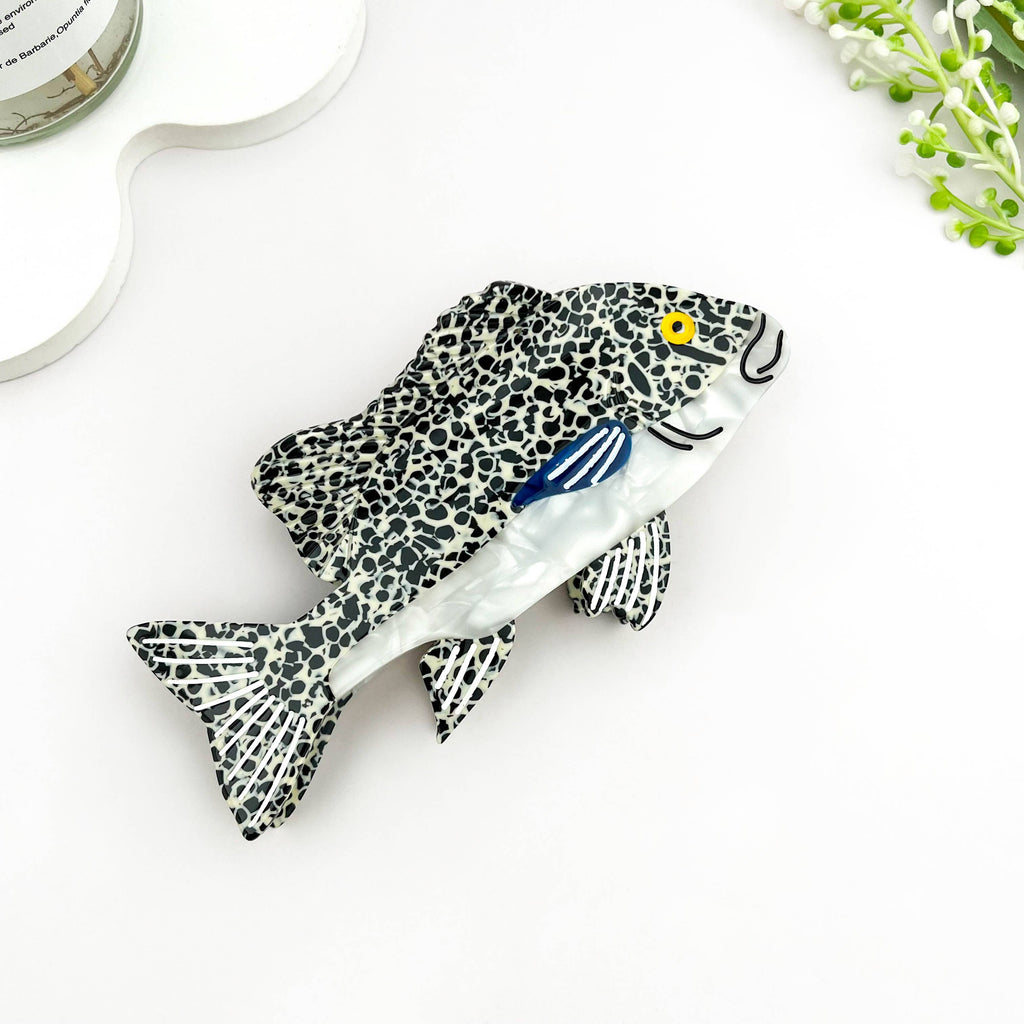 Grouper Fish Ocean Animal Acetate Summer Hair Claw Clip: Brown