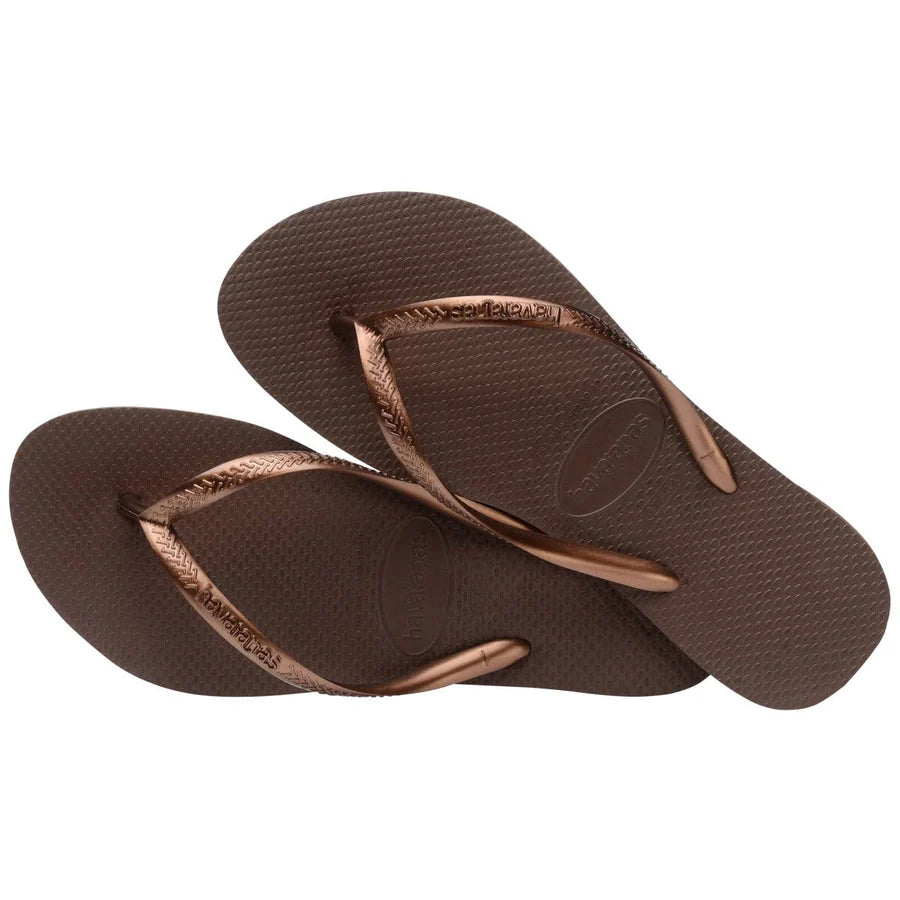 Havaianas Women's Slim Flip Flop DARK BROWN METALLIC