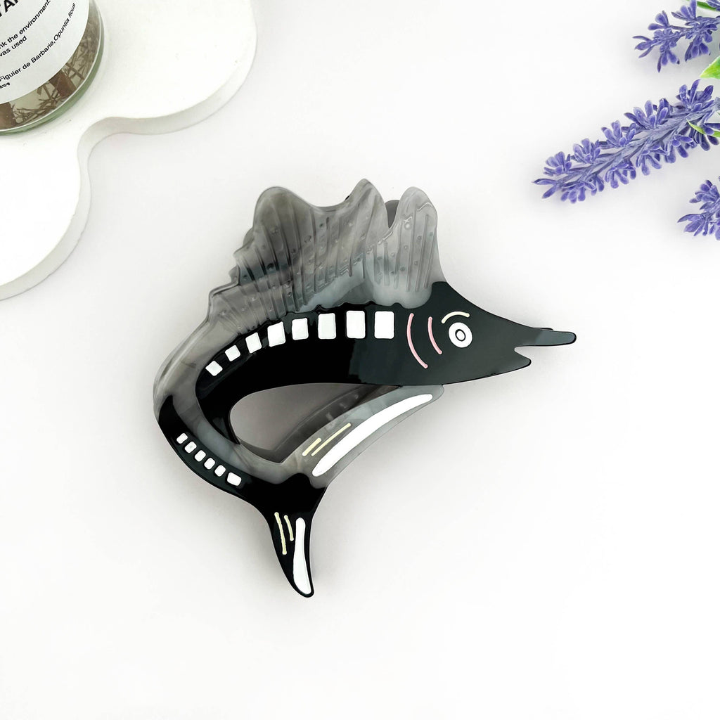 Jumping Garfish Acetate Hair Claw Clip, Marlin Hair Clip: Pink