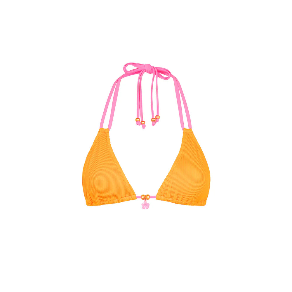 Kulani Kinis Halter Bralette Bikini Top - Peach Pop