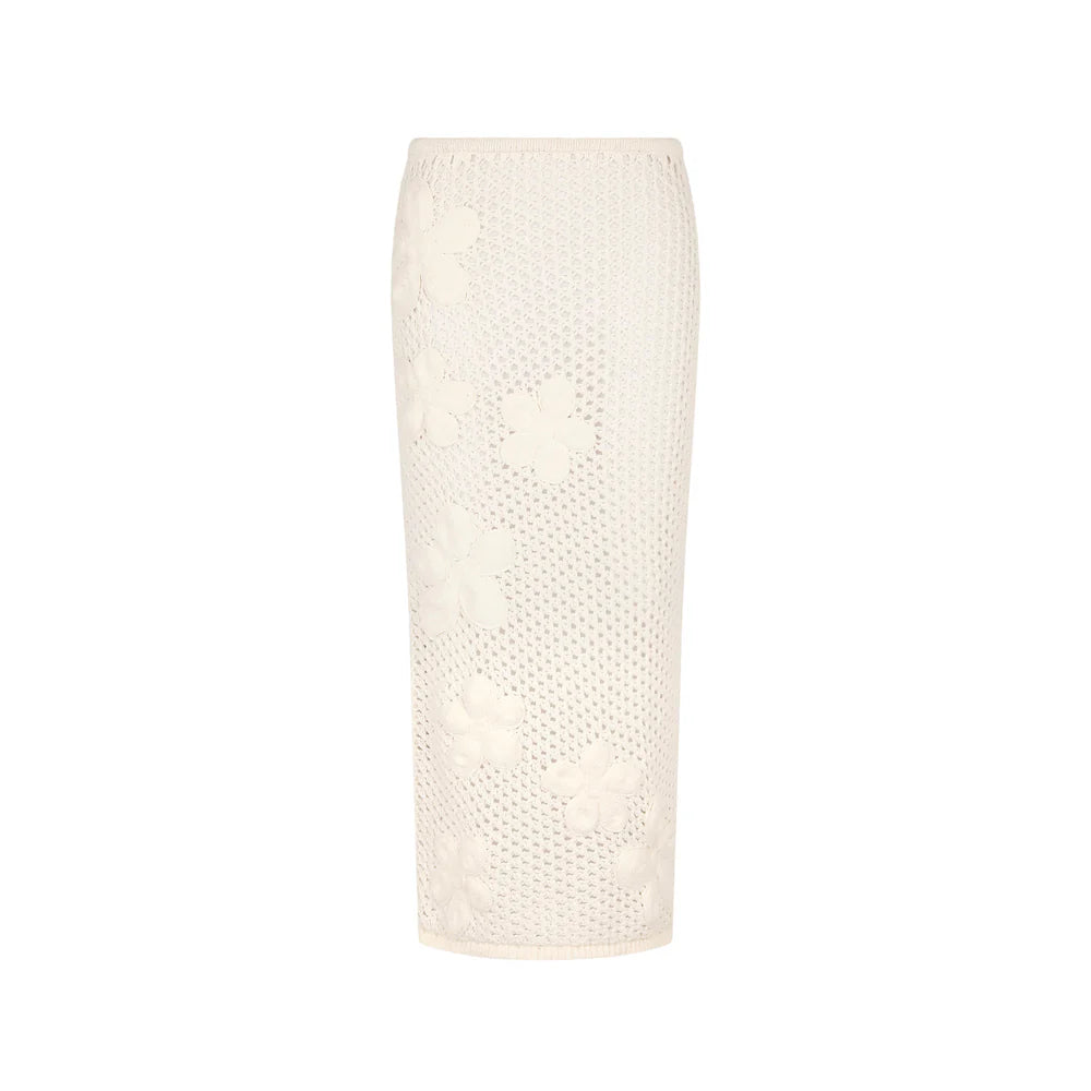 Kulani Kinis Applique Knit Maxi Skirt - Whipped White