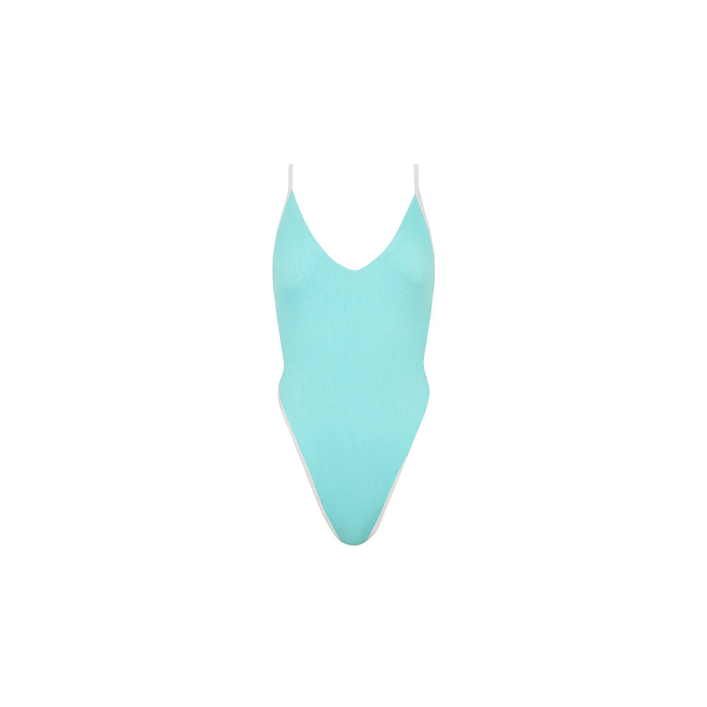 Kulani Kinis Plunge Cross Back One Piece - Calypso Blue