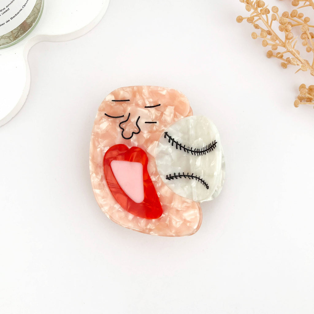 Baseball Glove Hair Clip & Baseball Bat Acetate Hair Clip: E