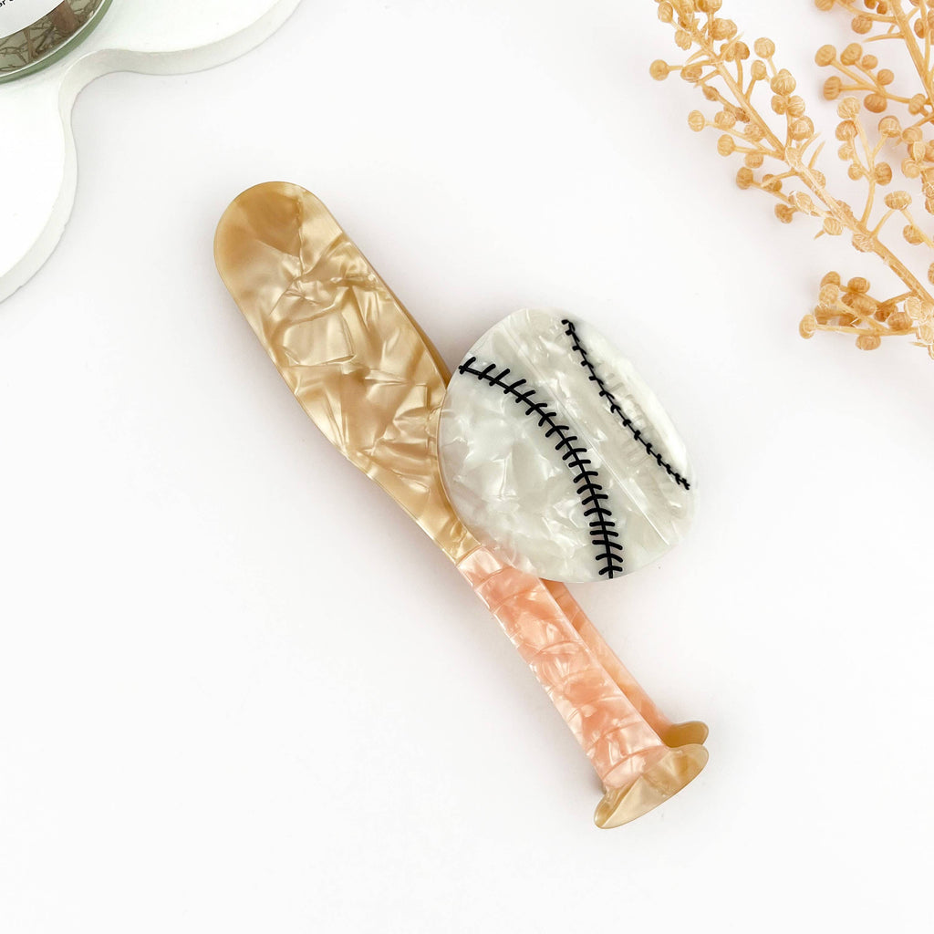 Baseball Glove Hair Clip & Baseball Bat Acetate Hair Clip: E