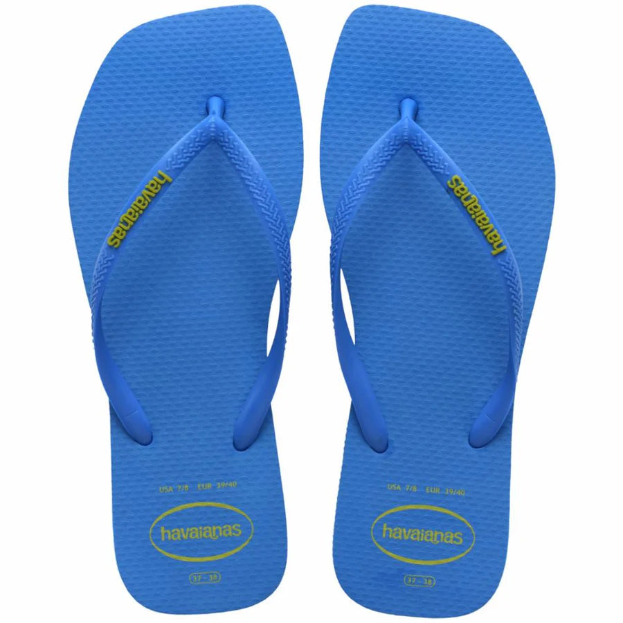 Havaianas Women's Square Flip Flop brilliant Blue and Yellow