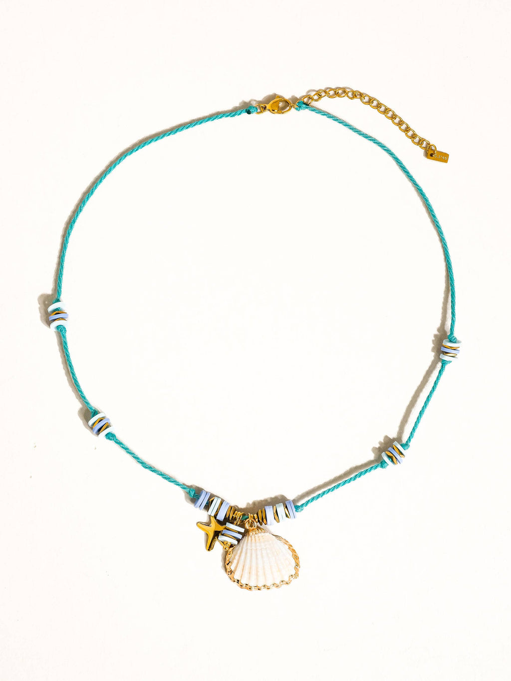 Baie 18K Gold Non-Tarnish Summer Rope Charm Necklace: Blue