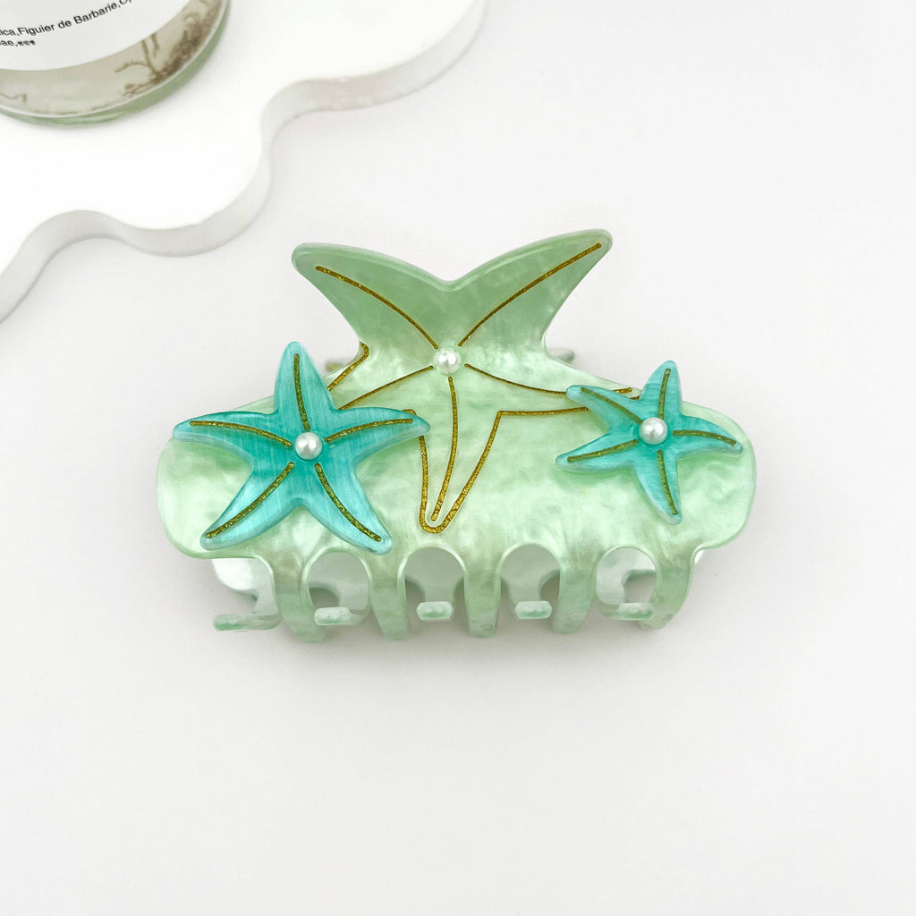 Iridescent Pearl Starfish Hair Claw Clip – Ocean Fantasy: Purple / Small