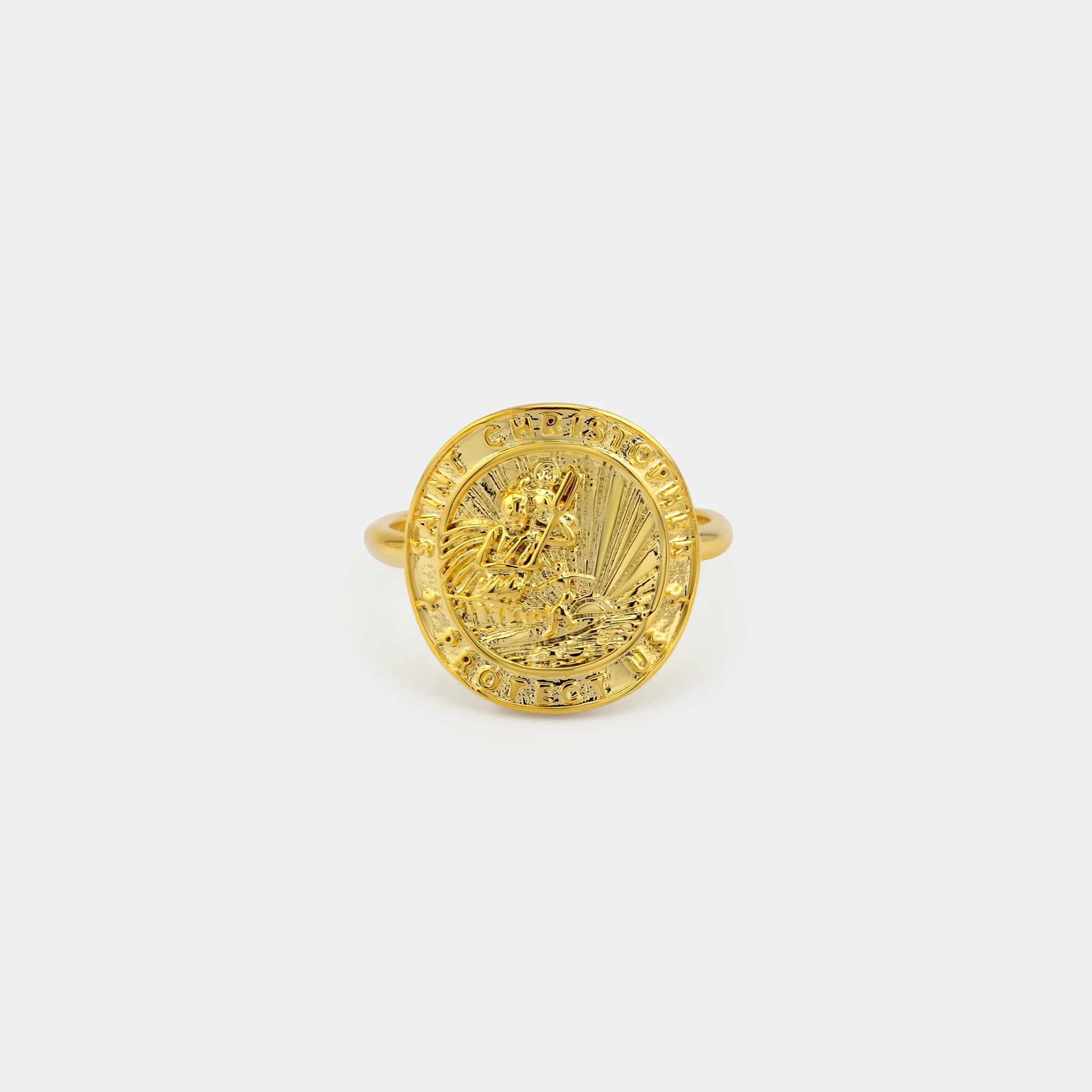 Get Back Necklaces Gold St. Christopher Medallion Ring