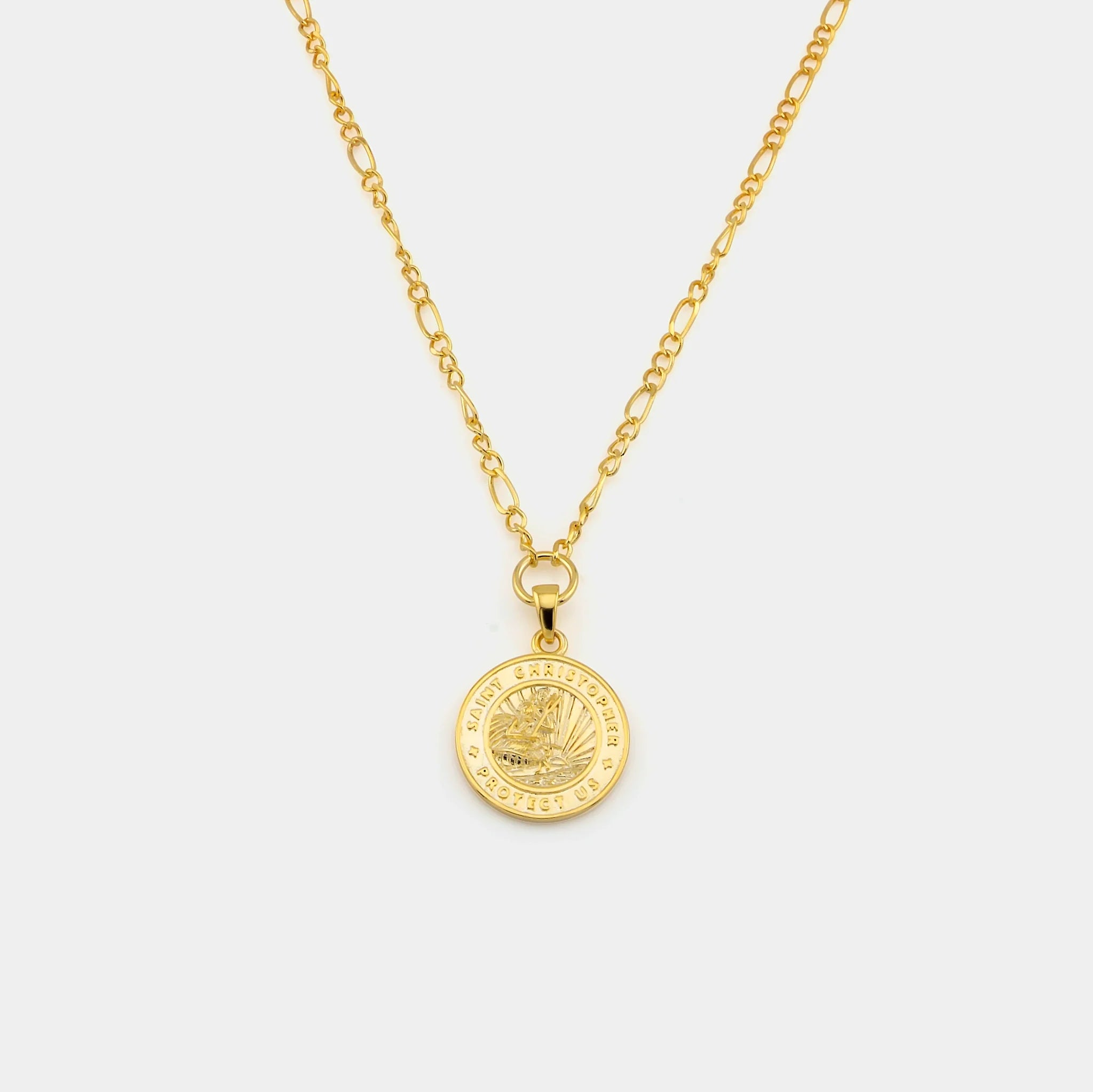 Get Back Necklaces Gold St. Christopher Figaro Medallion