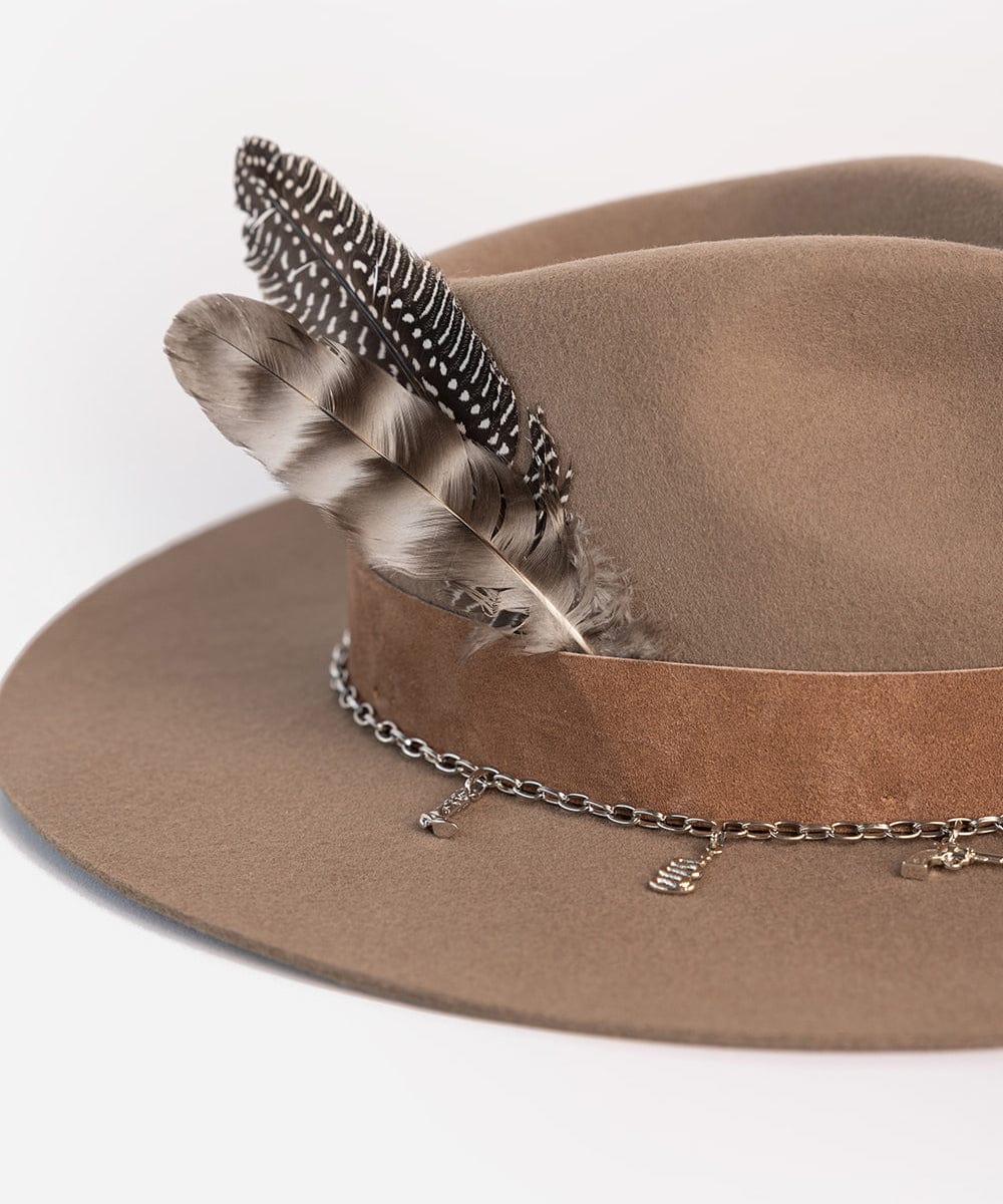 Gigi Pip Natural Grey Chinchilla Hat Feather
