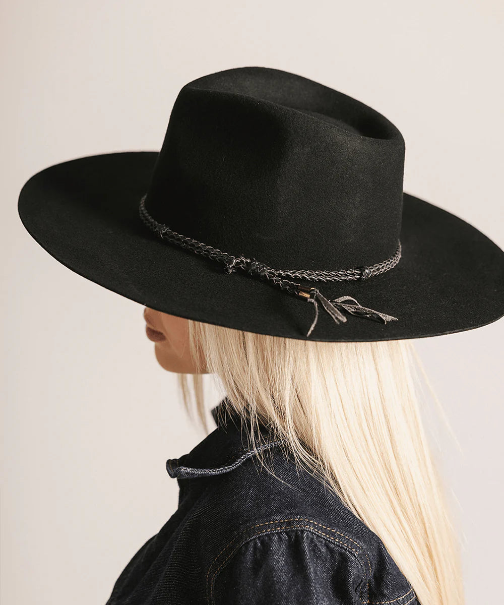 Gigi Pip LASSO BRAIDED LEATHER HAT BAND Black