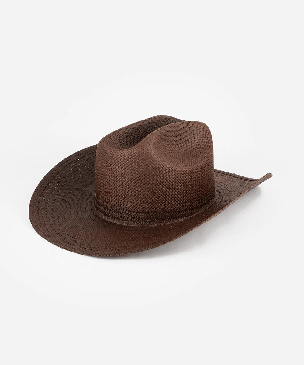 GIGI PIP Carter Straw Cowboy Hat Dark Brown
