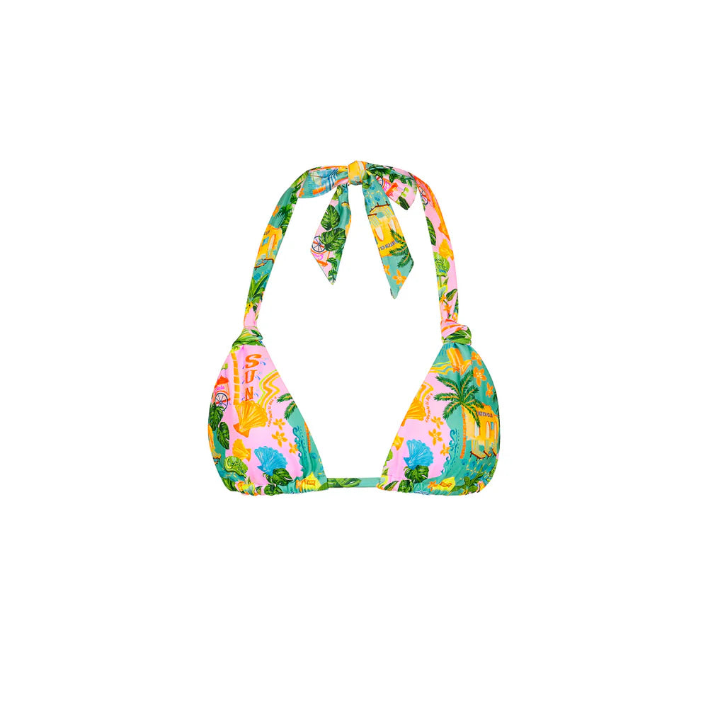 Kulani Kinis Soft Knot Halter Bikini Top - Sunlit Spritz