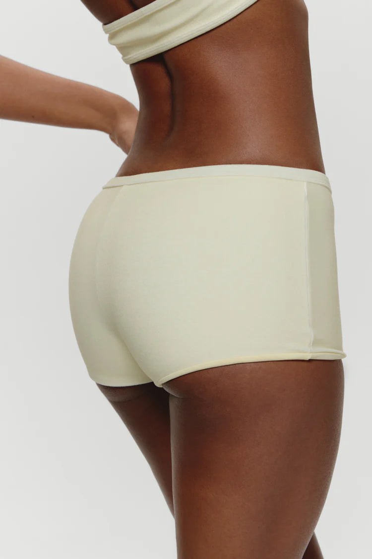 Frankies Bikinis Caster Terry Bottom Cheeky Boy Shorts- Lemon