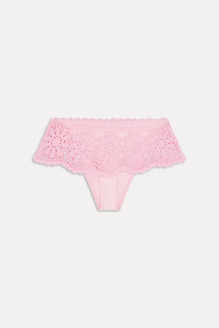 Frankies Bikinis Shelly Crochet Bottom - Blush