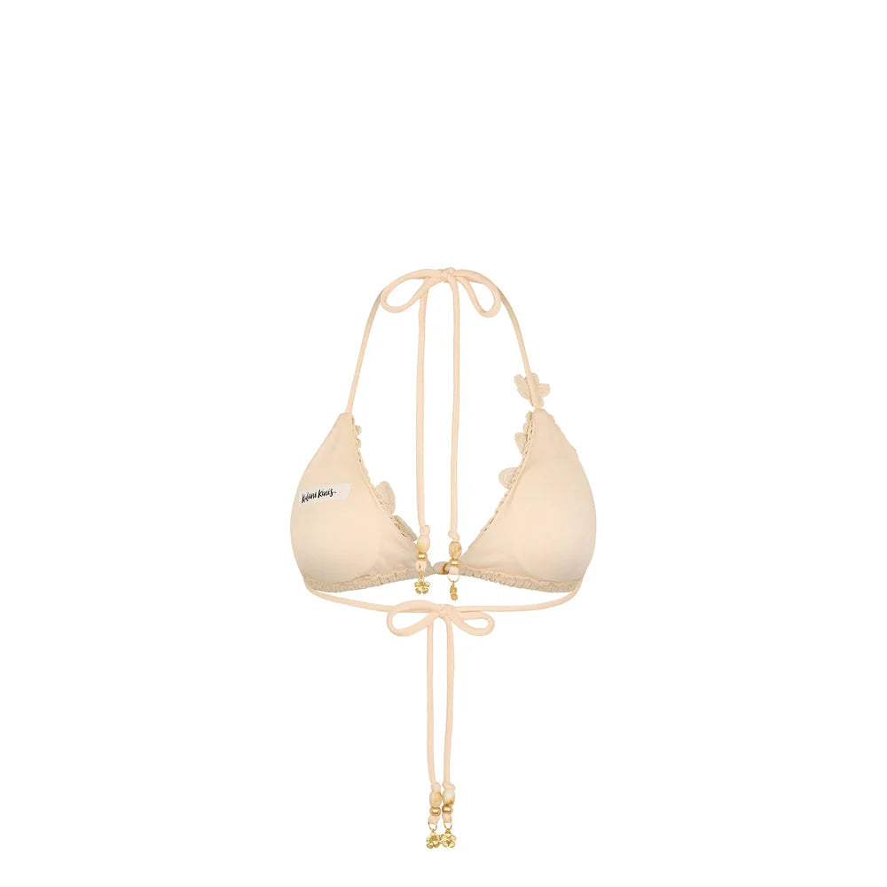 Kulani Kini Applique Crochet Halter Top - Sunset Shell