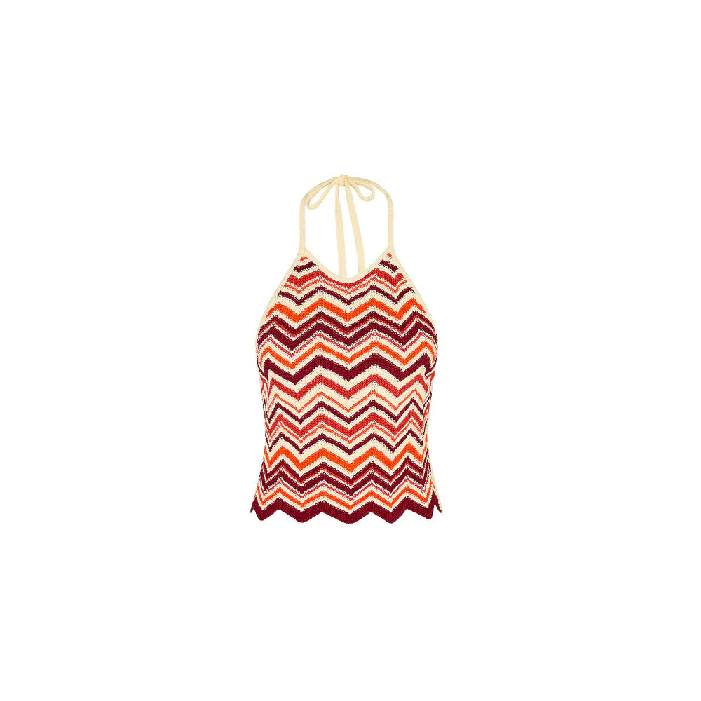 Kulani Kinis Chevron Knit Halter Crop Top - Toffee Twist