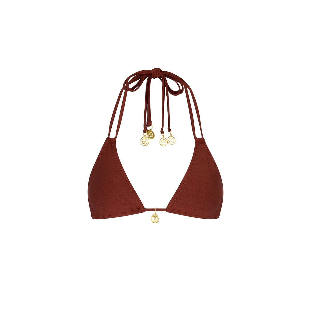 Kulani Kinis Halter Bralette Bikini Top - Cinnamon Sugar
