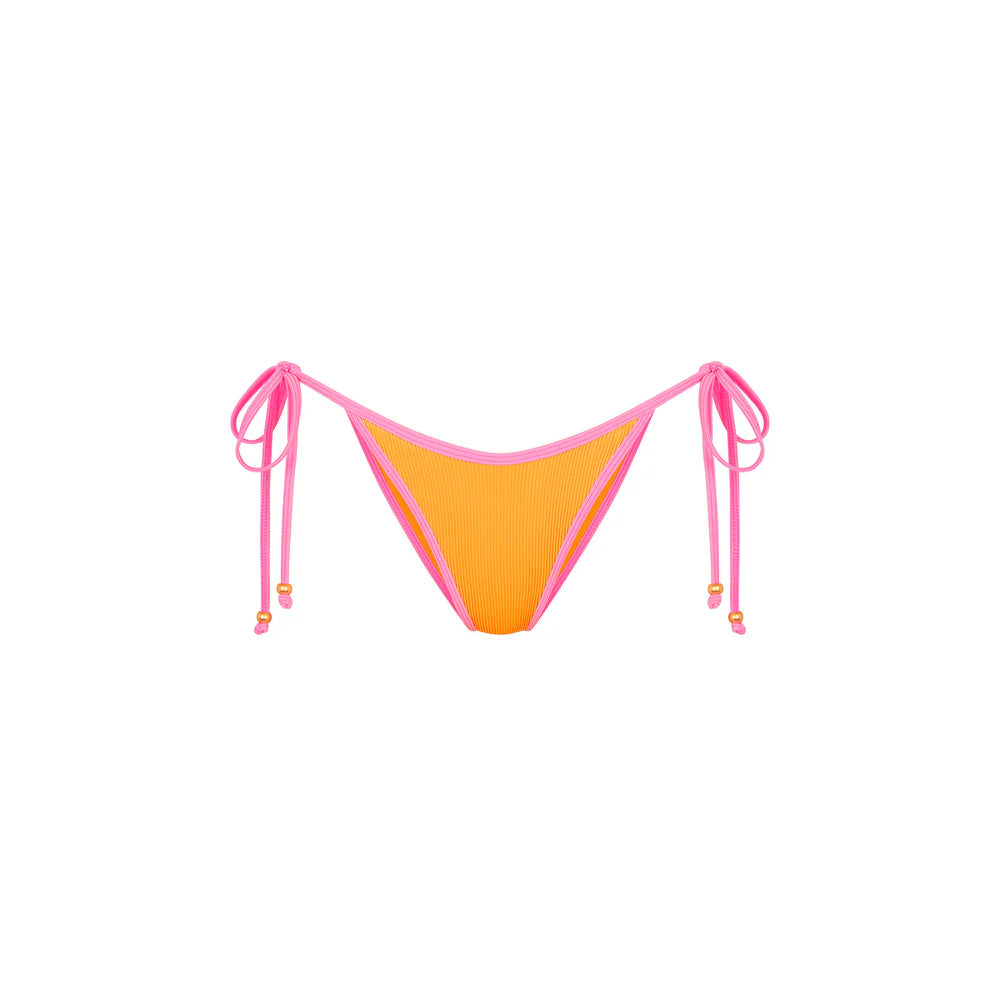 Kulani Kinis Bind Dipped Cheeky Tie Bikini Bottom - Peach Pop