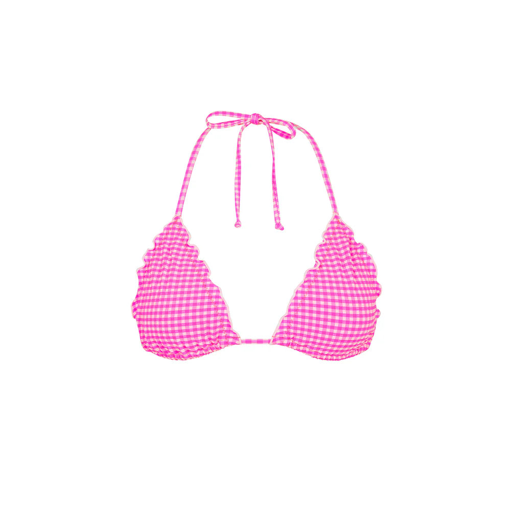 Kulani Kinis Lettuce Edge Bralette Bikini Top - Pink Diva