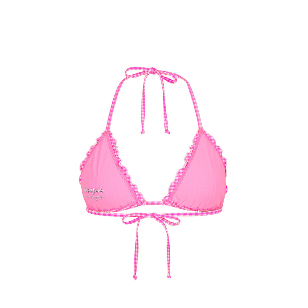 Kulani Kinis Lettuce Edge Bralette Bikini Top - Pink Diva