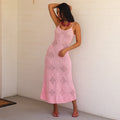 Kulani Kinis Crochet Lace Knit Maxi Dress - Pocket Pink