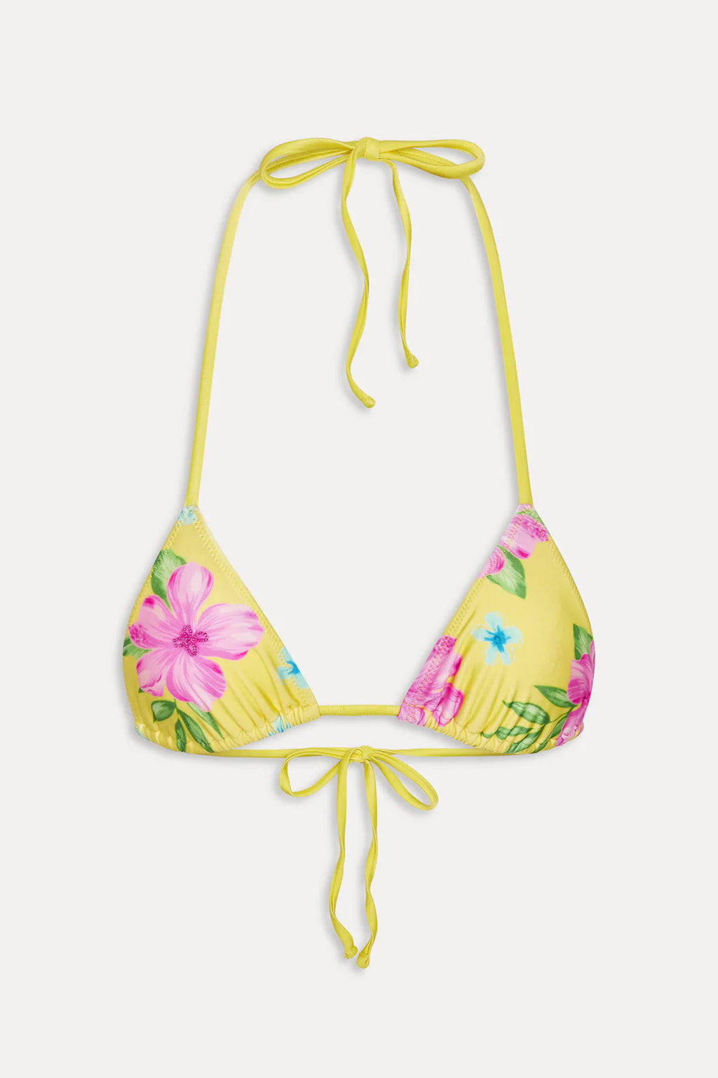 Frankies Bikinis Nick Beaded Satin Top Hibiscus Lemonade