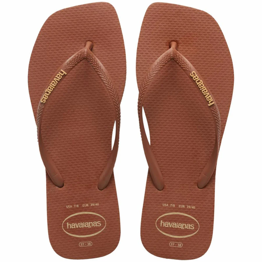 Havaianas Women's Rust/Brown Slim Square Logo Popup Flip Flop