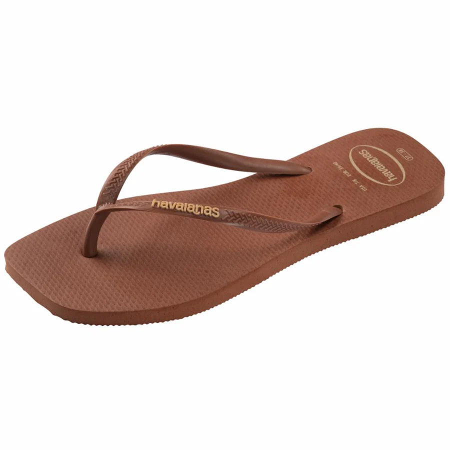 Havaianas Women's Rust/Brown Slim Square Logo Popup Flip Flop