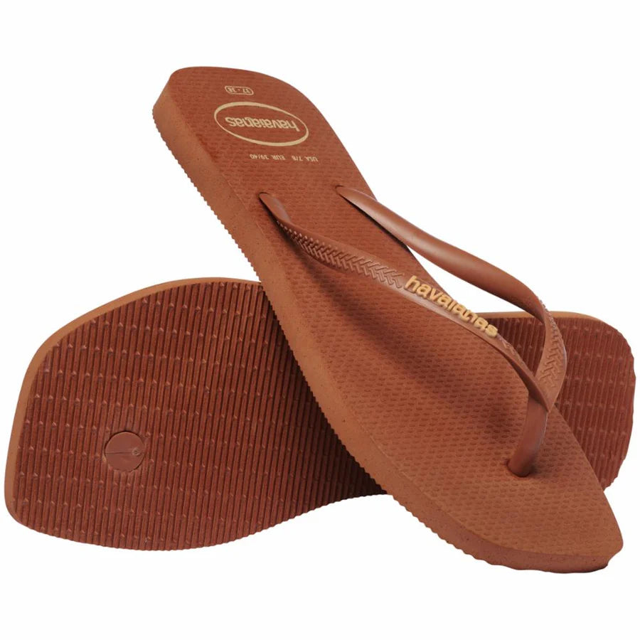 Havaianas Women's Rust/Brown Slim Square Logo Popup Flip Flop