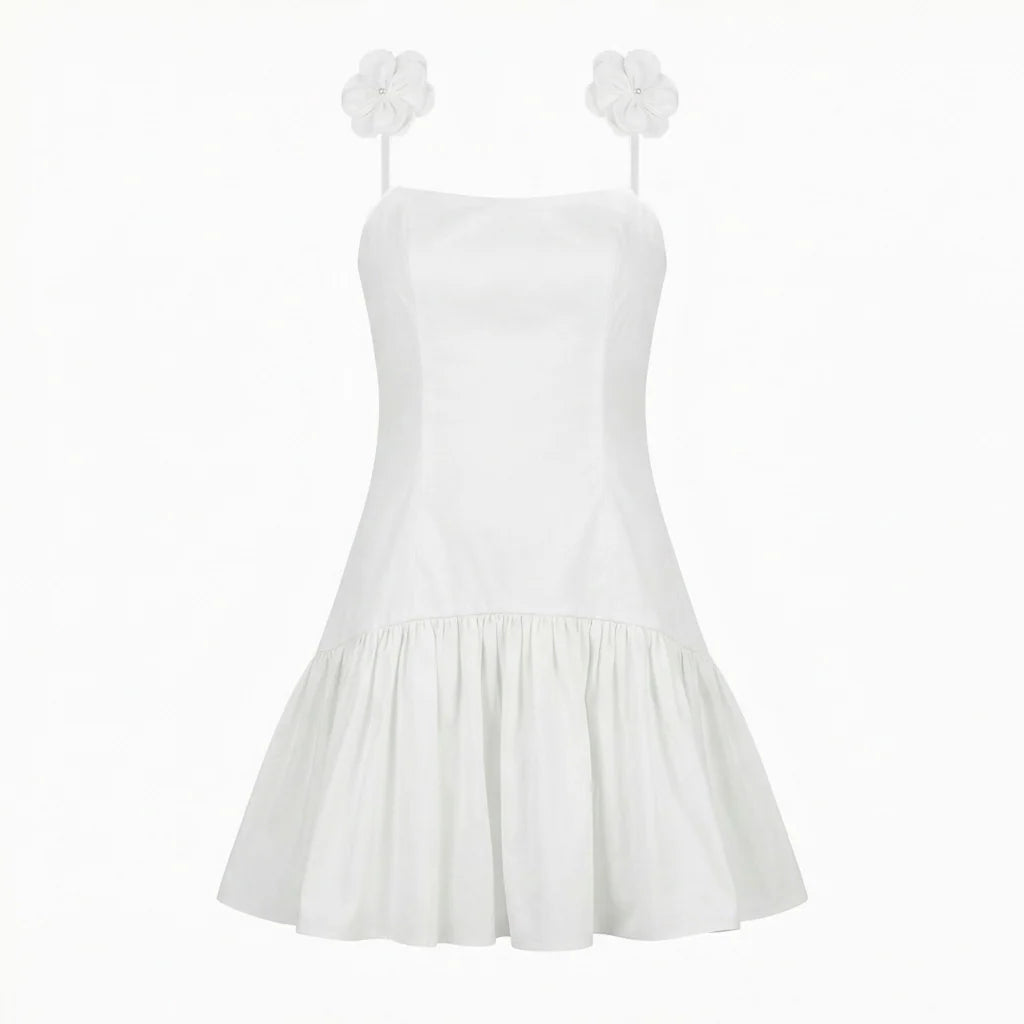 Audrey flower white Mini Dress