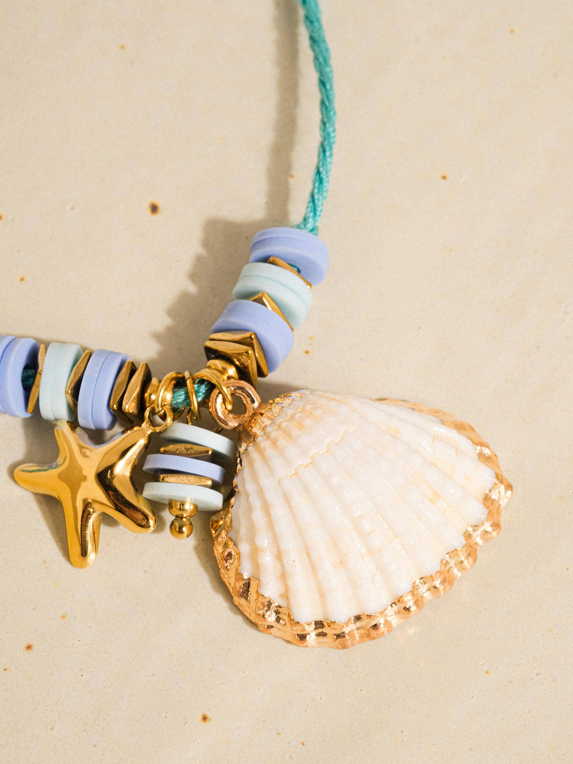 Baie 18K Gold Non-Tarnish Summer Rope Charm Necklace: Blue