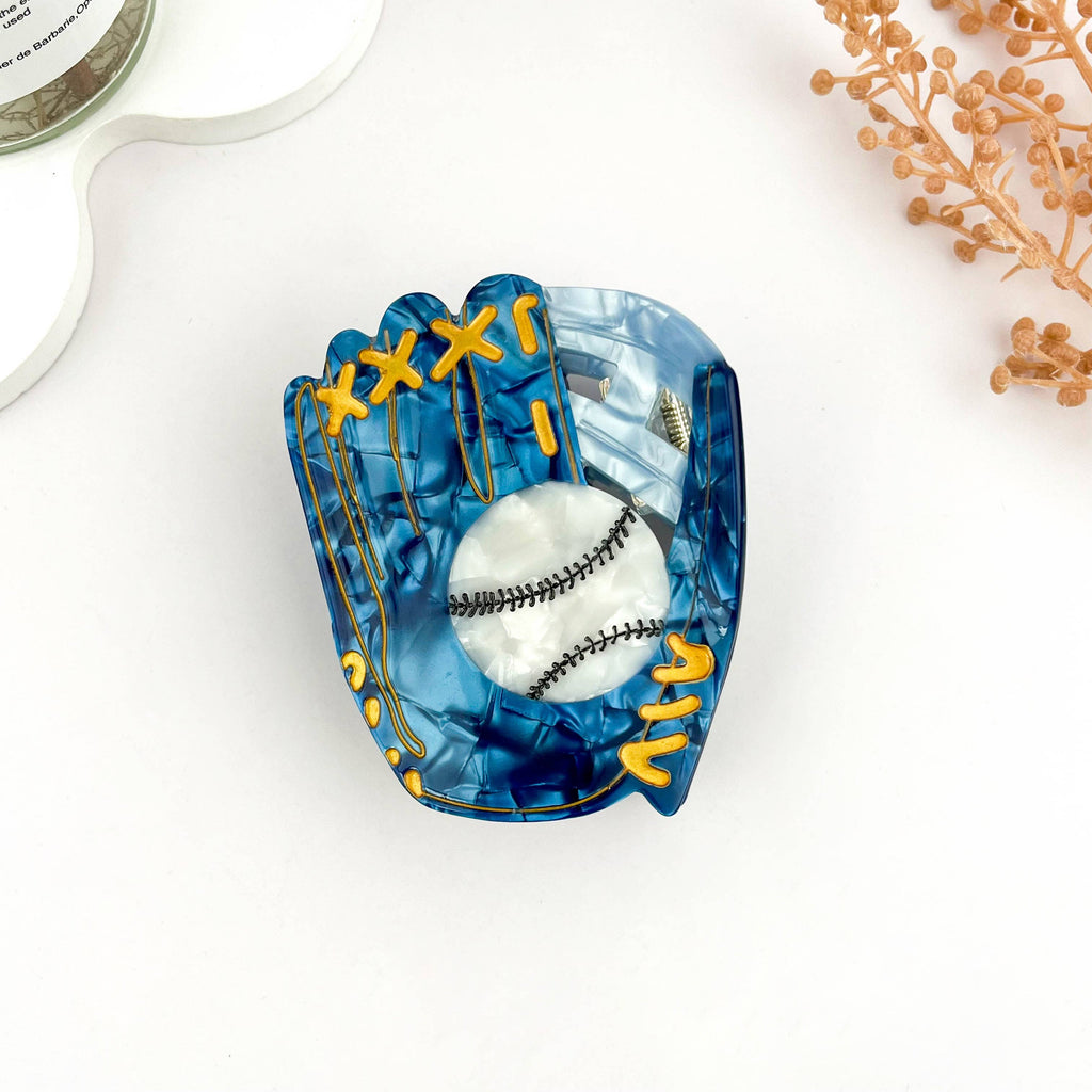 Baseball Glove Hair Clip & Baseball Bat Acetate Hair Clip: E