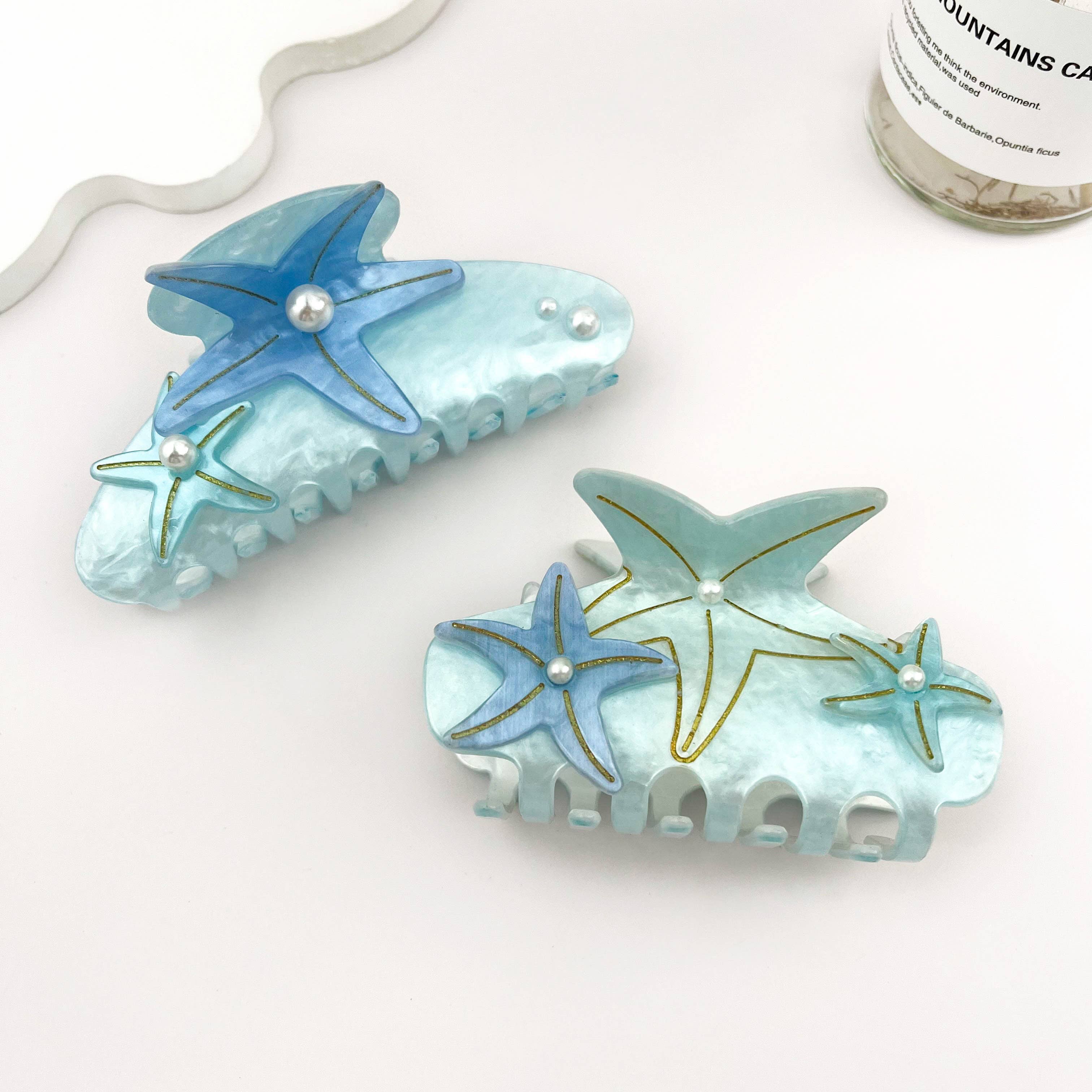 Iridescent Pearl Starfish Hair Claw Clip – Ocean Fantasy: Purple / Small
